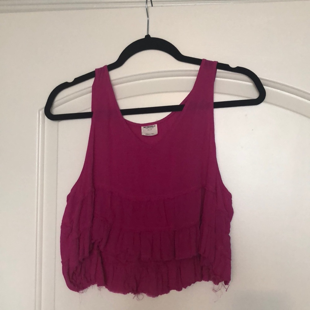 Pink fringed crop top